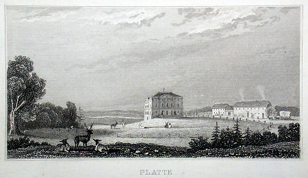 Ansicht des Jagdschlosses Platte nahe Wiesbaden, um 1840
