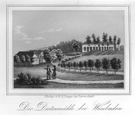 Ansicht der Dietenmühle nahe Wiesbaden, 1841