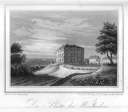 Ansicht des Jagdschlosses Platte nahe Wiesbaden, 1841