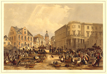 Ansicht von Schloss und Marktplatz, um 1845