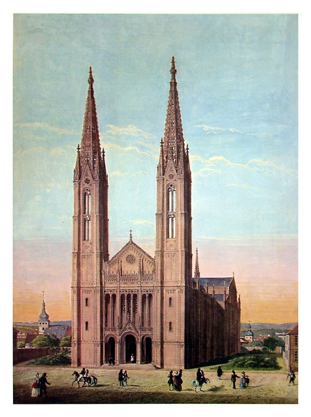Fassadenansicht der Bonifatiuskirche, um 1850