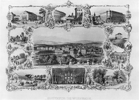 Sammelansicht von Wiesbaden, um 1850