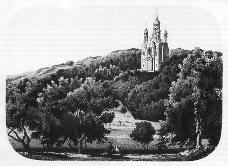 Ansicht der Griechischen Kapelle auf dem Neroberg, um 1855