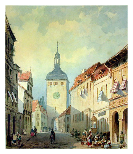 Blick durch die Marktgasse zum Uhrtum, um 1860