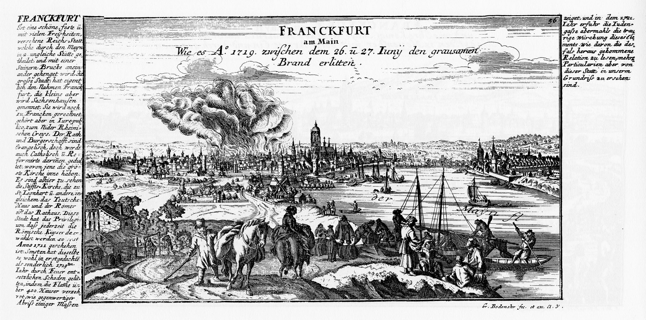 Ansicht von Frankfurt beim Großen Christenbrand von 1719, 1710