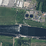 Die Lage von Kesselstadt, Schleuse im Orthofoto