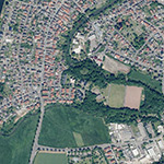 Die Lage von Büdesheim, Altes Schloss im Orthofoto