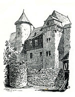 Burg Mengerskirchen von Südwesten, Zeichnung von Ferdinand Luthmer, 1907 Burg Mengerskirchen von Südwesten, Zeichnung von Ferdinand Luthmer, 1907