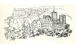 Burg Runkel von Süden, Zeichnung von Ferdinand Luthmer, 1907