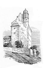 Burg Schadeck von Westen, Zeichnung von Ferdinand Luthmer, 1907 Burg Schadeck von Westen, Zeichnung von Ferdinand Luthmer, 1907