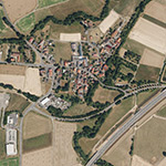 Die Lage von Bischhausen (Burg) im Orthofoto