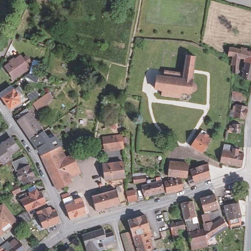 Die Lage von Steinbach, Benediktinerkloster im Orthofoto