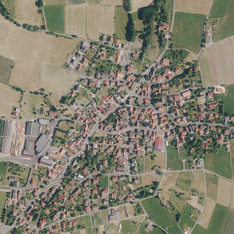 Die Lage von Simmershausen im Orthofoto
