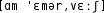 Grafik mit phonetischer Transkription des Belegs