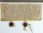 Arnold Zimmermann und Heinrich von Zella schwören Graf Gottfried VII. Urfehde